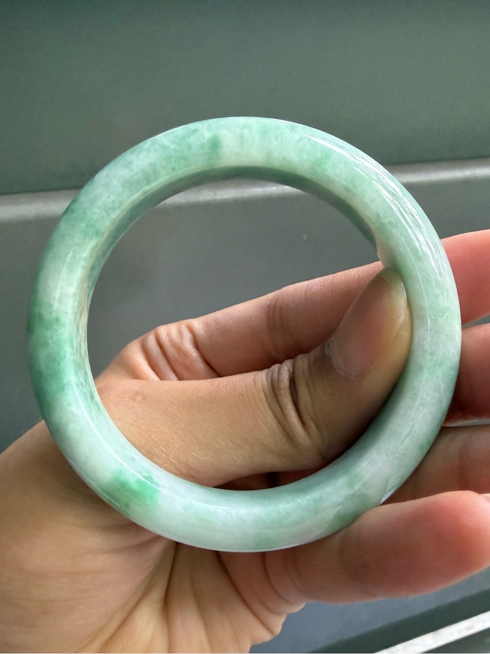 55.5 Green Burmese Jadeite Jade Bangle Bracelet - Natural Grade A - Picture 7 of 11
